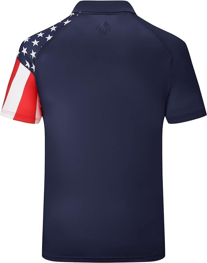 image:imageZITY Mens Golf Short Sleeve Moisture Wicking Polos with Print Patterns UPF 50Performance Collared TshirtStretchyLightweightBreathableTeam TrainingTennisAthleticOutdoorCampingBusinessDark Blue