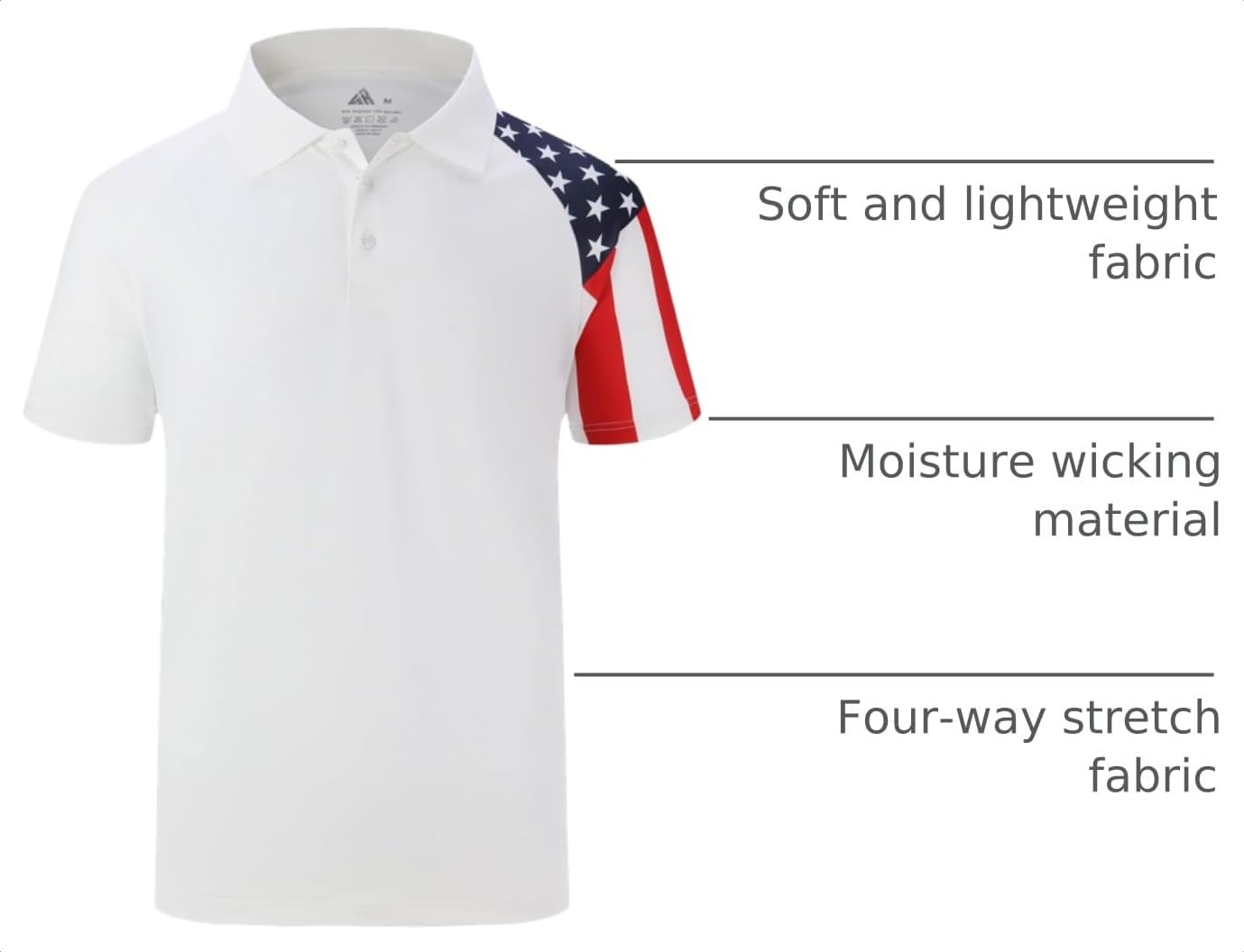 image:imageZITY Mens Golf Short Sleeve Moisture Wicking Polos with Print Patterns UPF 50Performance Collared TshirtStretchyLightweightBreathableTeam TrainingTennisAthleticOutdoorCampingBusinessWhite