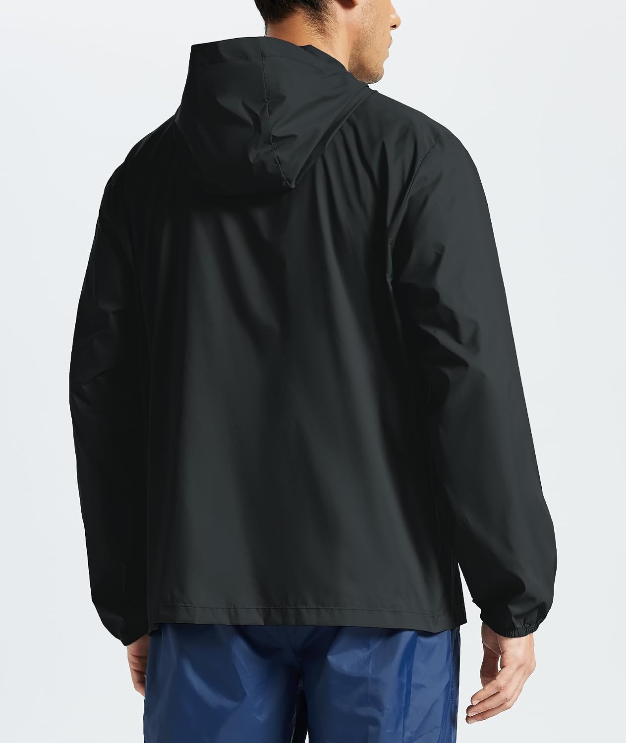 image:imageZITY Mens Lightweight Waterproof Rain Jacket Hooded Windbreaker Raincoat Packable for Outdoor HikingBlack