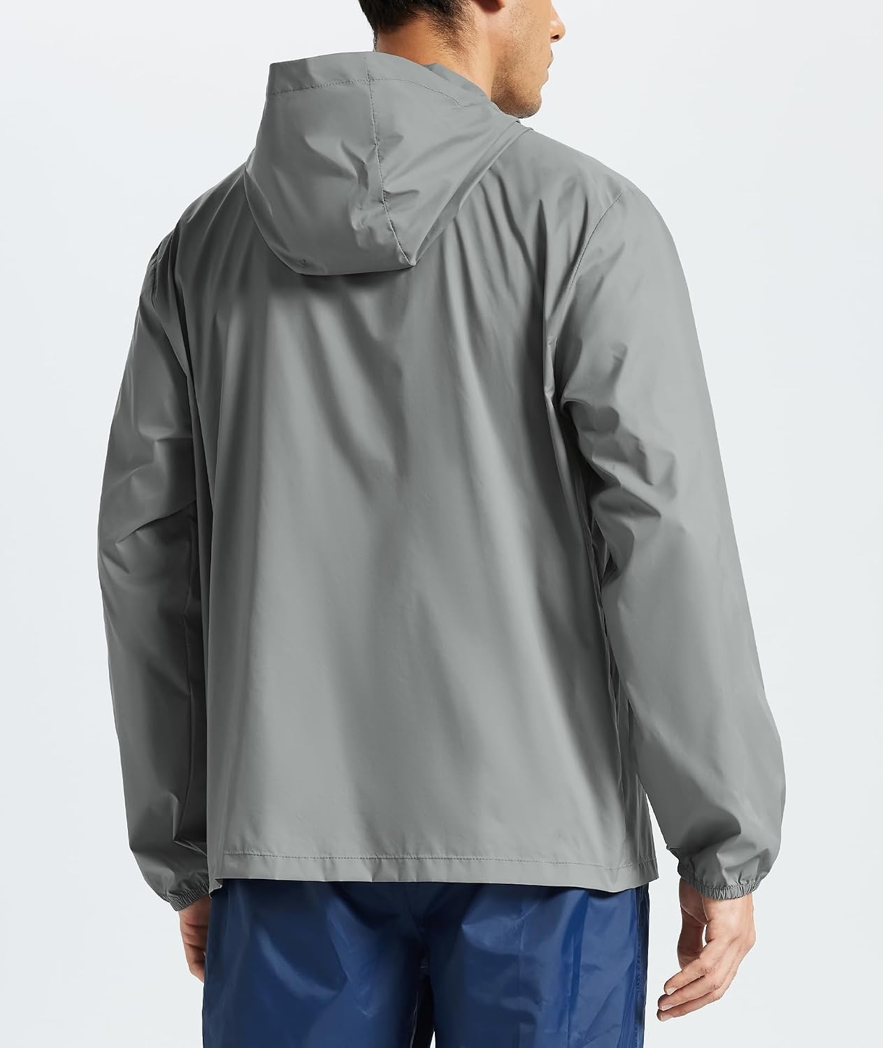 image:imageZITY Mens Lightweight Waterproof Rain Jacket Hooded Windbreaker Raincoat Packable for Outdoor HikingLight Gray
