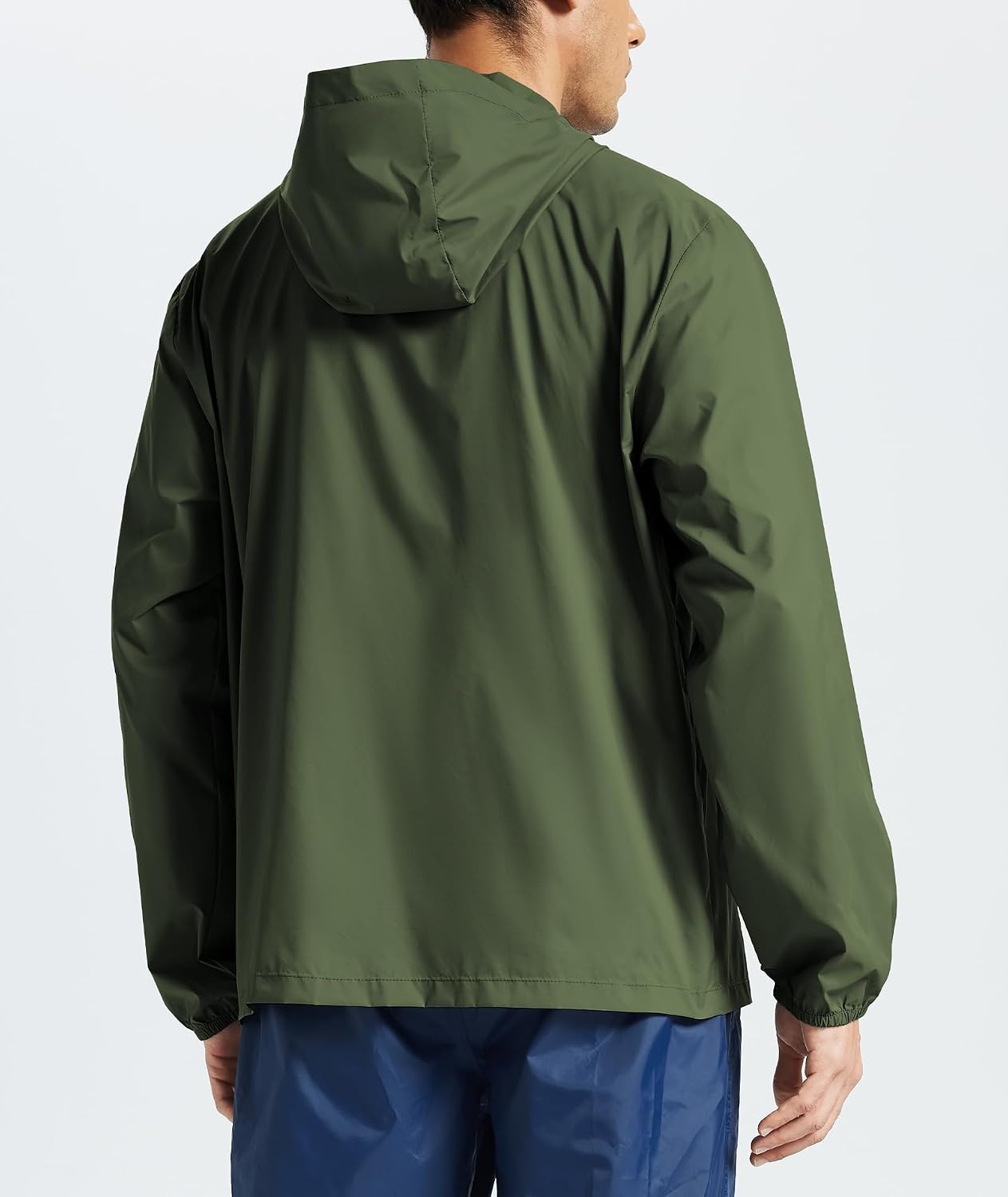 image:imageZITY Mens Lightweight Waterproof Rain Jacket Hooded Windbreaker Raincoat Packable for Outdoor HikingMilitary Green