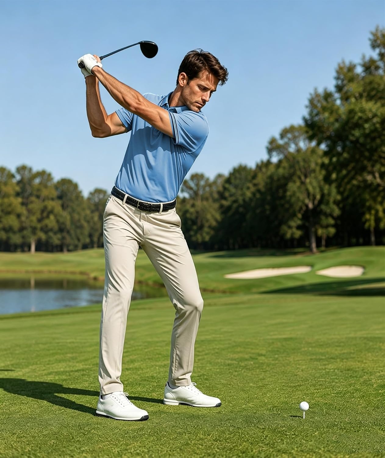 image:imageZITY Mens Polo Shirts Short Sleeve Casual Summer Collared Golf ShirtsNavyWhiteBaby Blue