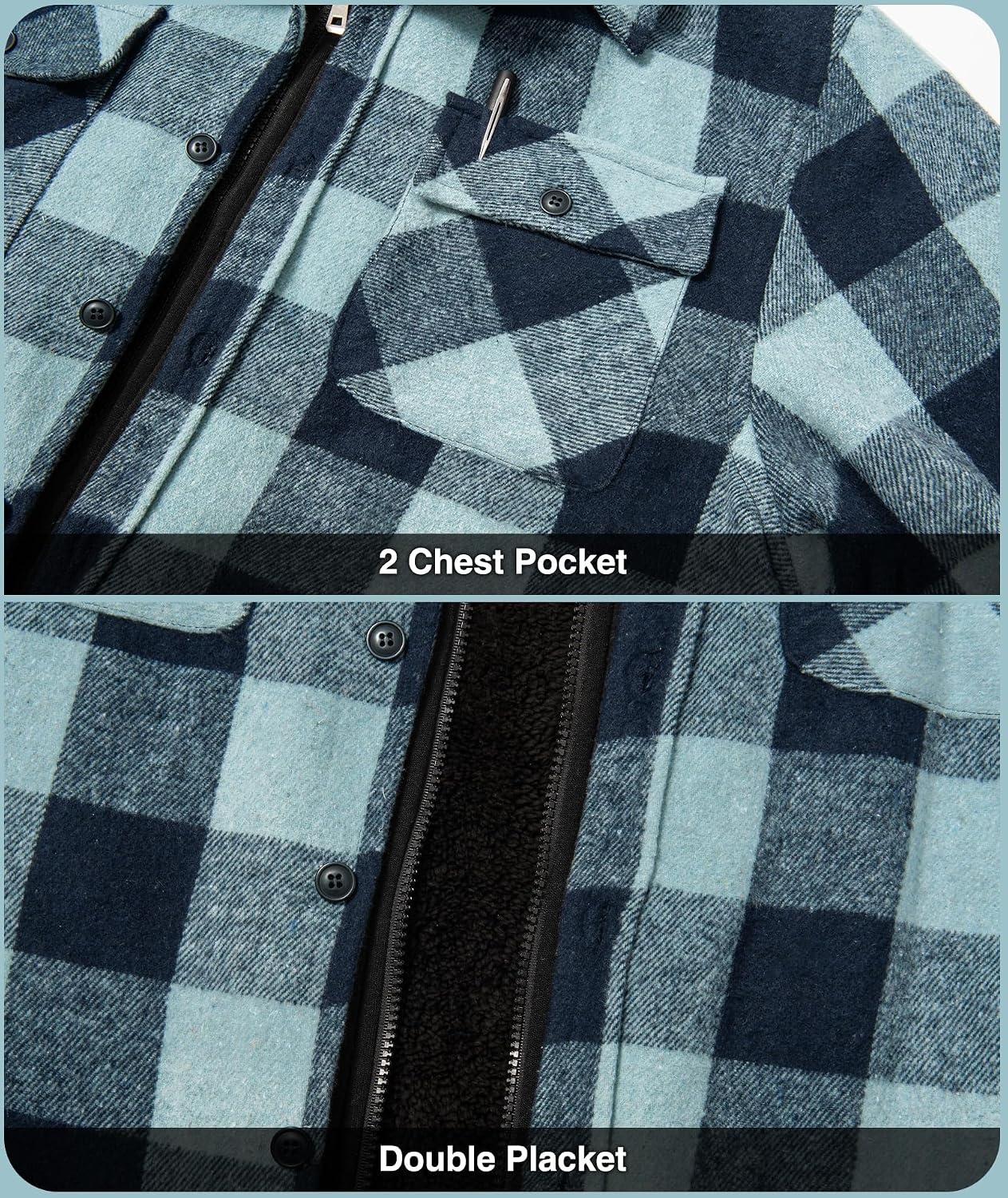 image:imageZITY Mens Sherpa Flannel Shirt Jacket Plaid Fleece Lined Hooded Sweatshirt Zip Front with Button PlacketWinter Warm Coat4 PocketsHeavyweight ThickPartyWorkCampingHikingDaily WearShoppingLight Green