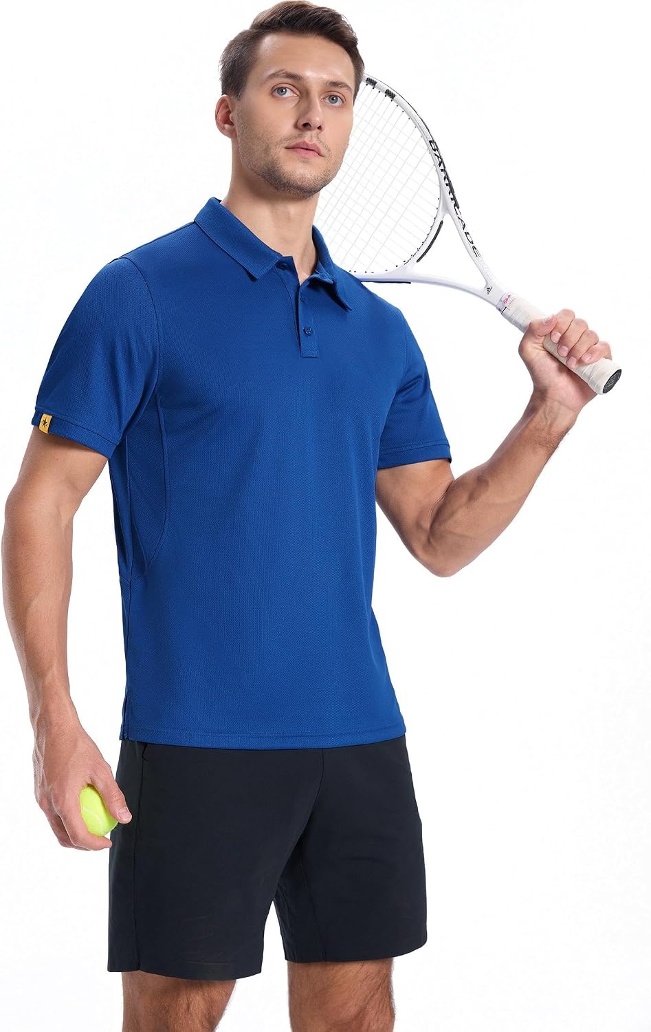 image:imageZITY Mens Short Sleeve Golf Polo Collared Shirts Solid Performance Tactical Shirt Moisture Wicking Breathable Lightweight Work Business Tennis Daily Casual TShirtBlue