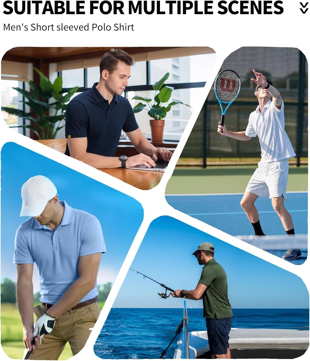 image:imageZITY Mens Short Sleeve Golf Polo Collared Shirts Solid Performance Tactical Shirt Moisture Wicking Breathable Lightweight Work Business Tennis Daily Casual TShirtBlue