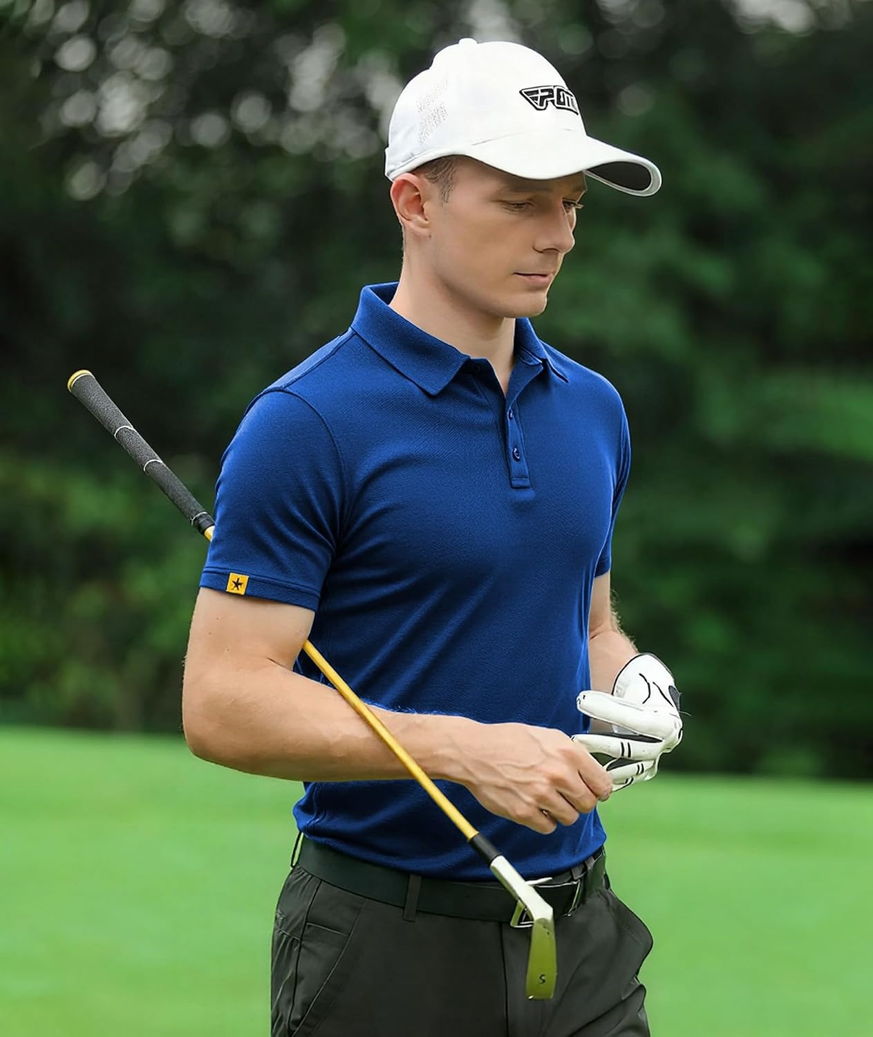 image:imageZITY Mens Short Sleeve Golf Polo Collared Shirts Solid Performance Tactical Shirt Moisture Wicking Breathable Lightweight Work Business Tennis Daily Casual TShirtBlue