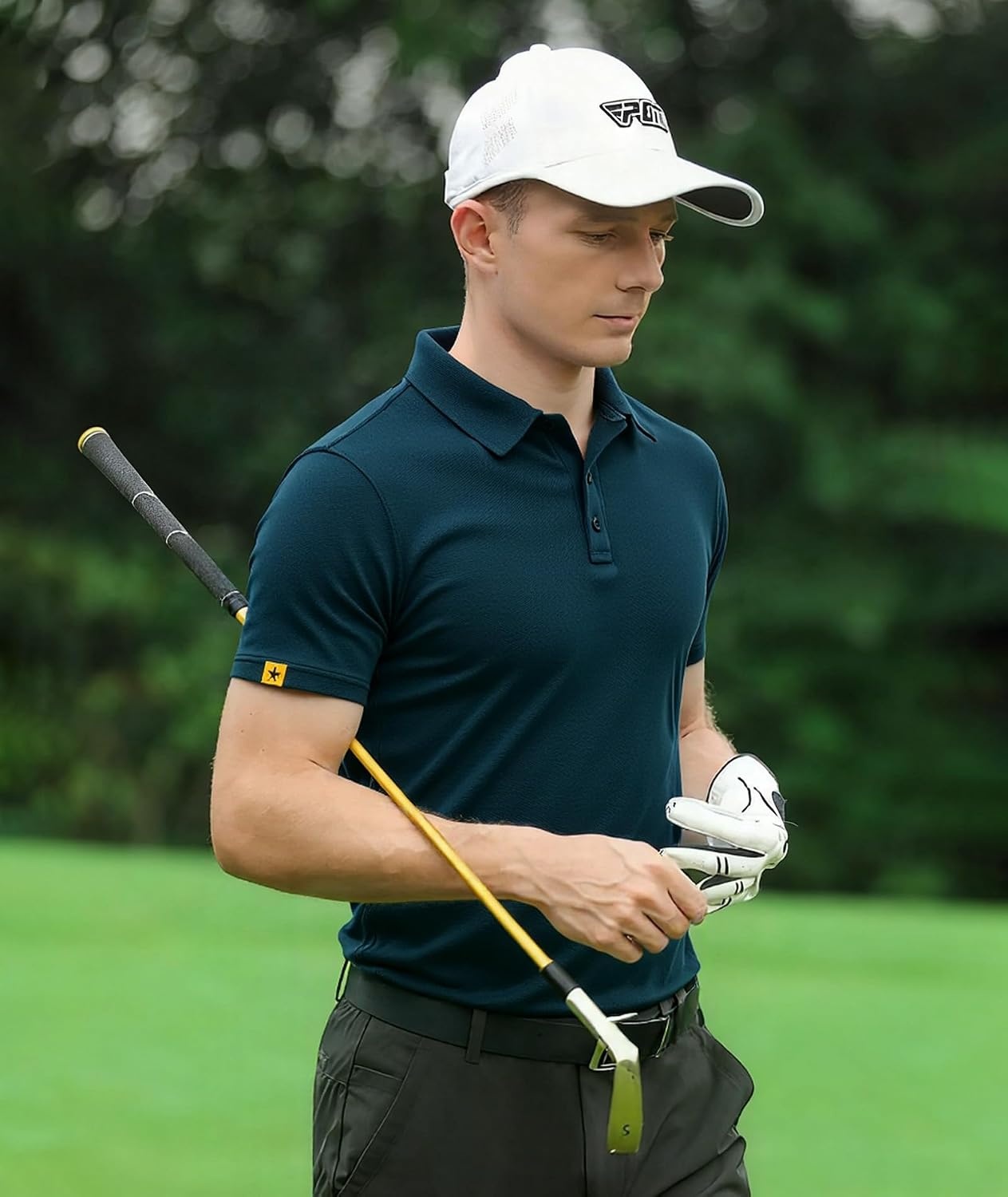 image:imageZITY Mens Short Sleeve Golf Polo Collared Shirts Solid Performance Tactical Shirt Moisture Wicking Breathable Lightweight Work Business Tennis Daily Casual TShirtDark Teal Blue