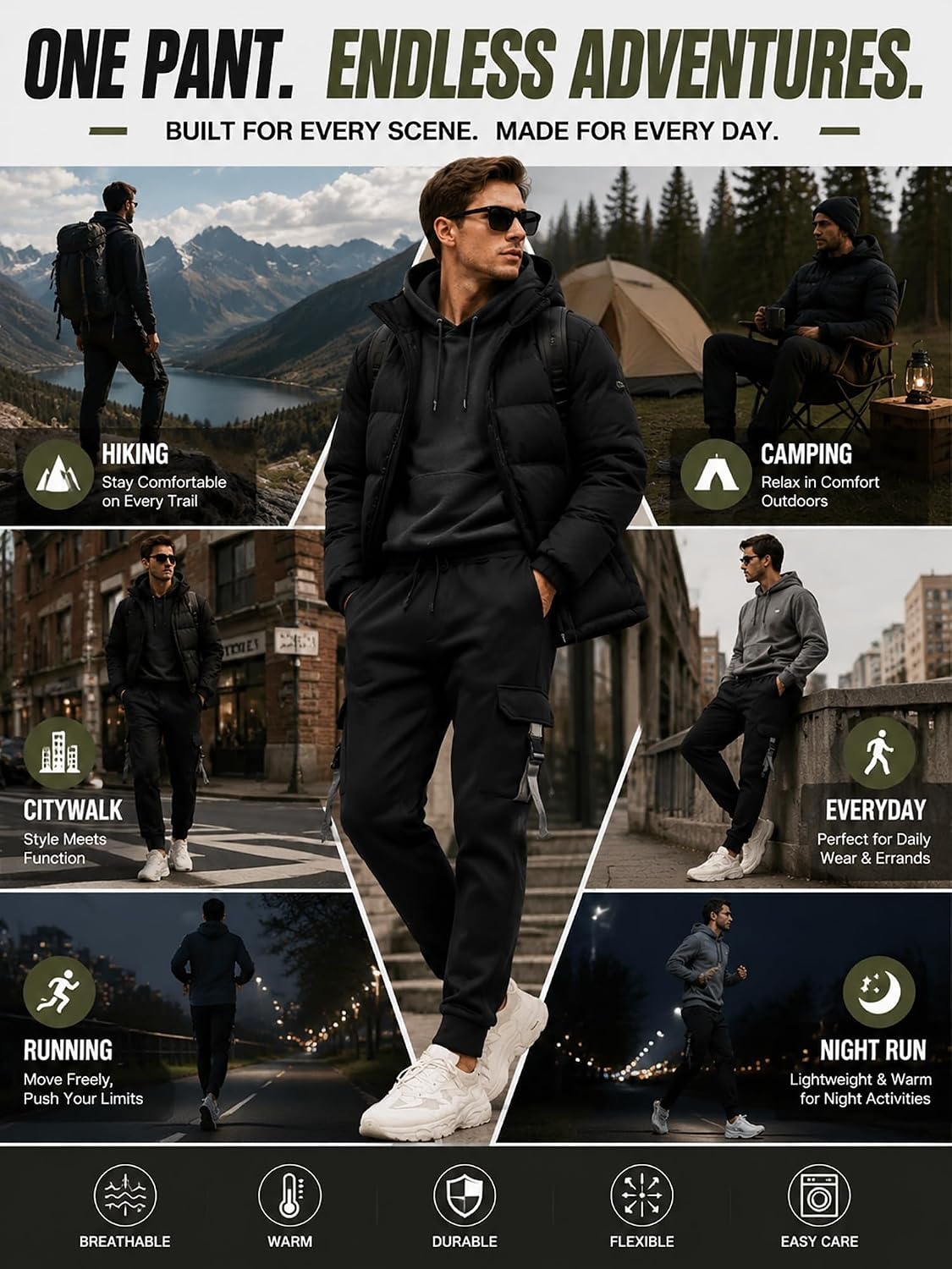 image:imageZITY Mens Sweatpants Tapered Joggers Athletic Track Pants Fall Warm Pants with PocketsA433gray