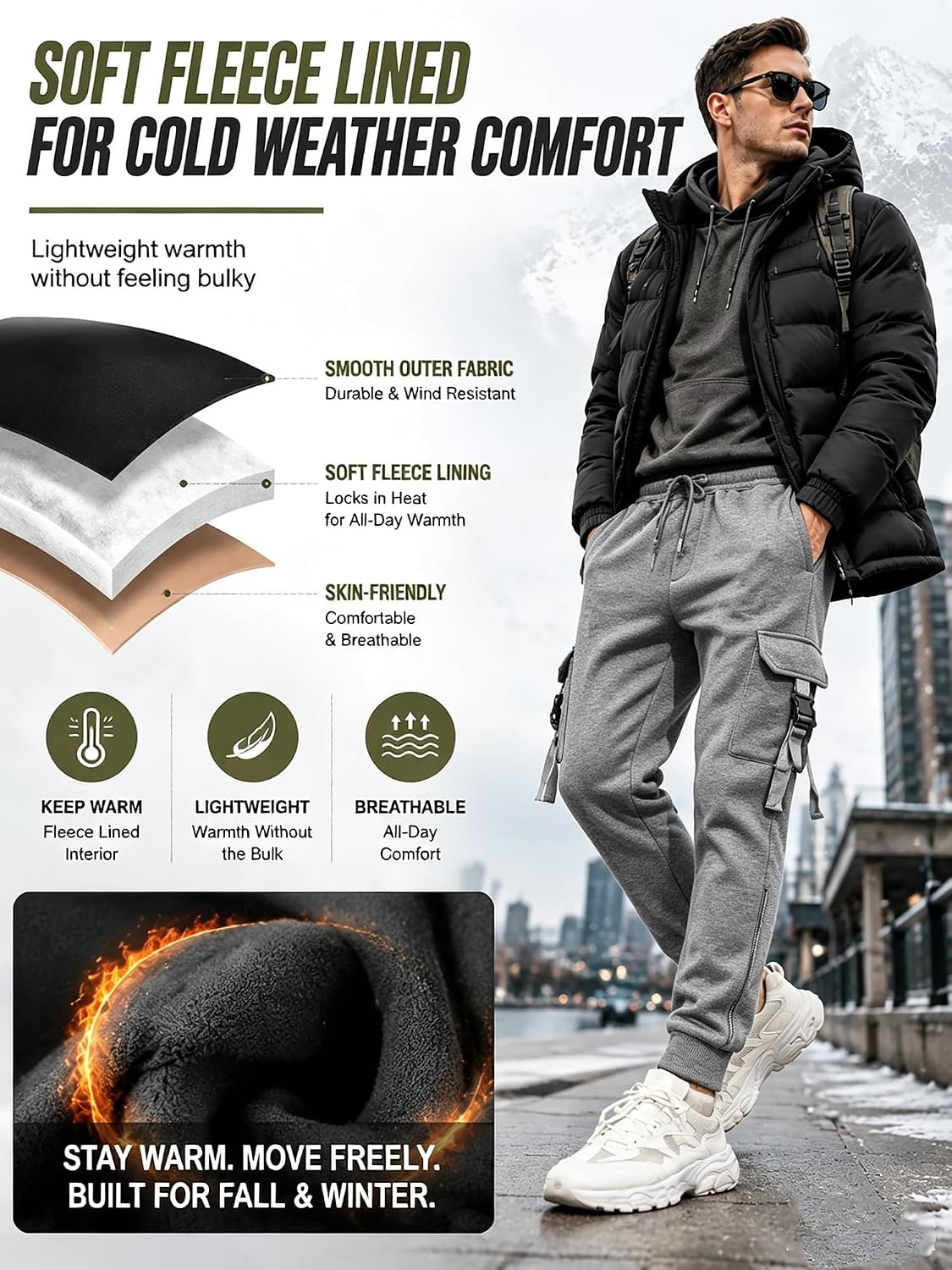 image:imageZITY Mens Sweatpants Tapered Joggers Athletic Track Pants Fall Warm Pants with PocketsA433gray