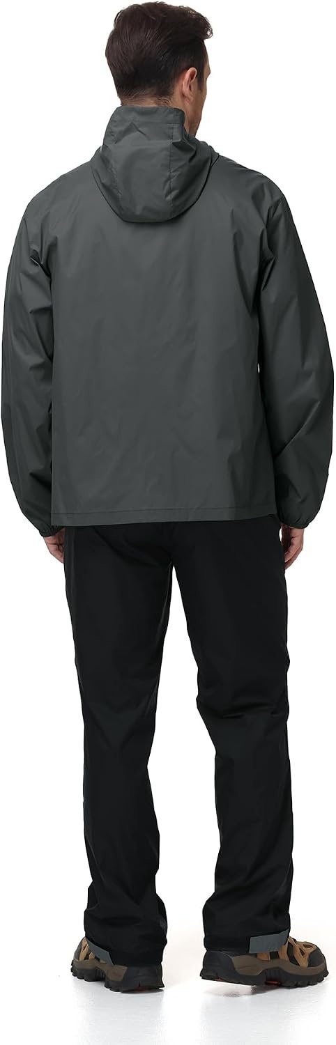 image:imageZITY Mens Waterproof Rain Jacket hood Lightweight Packable Rain Coats for Men Nylon Windbreaker Work Golf Hiking CyclingDark Grey