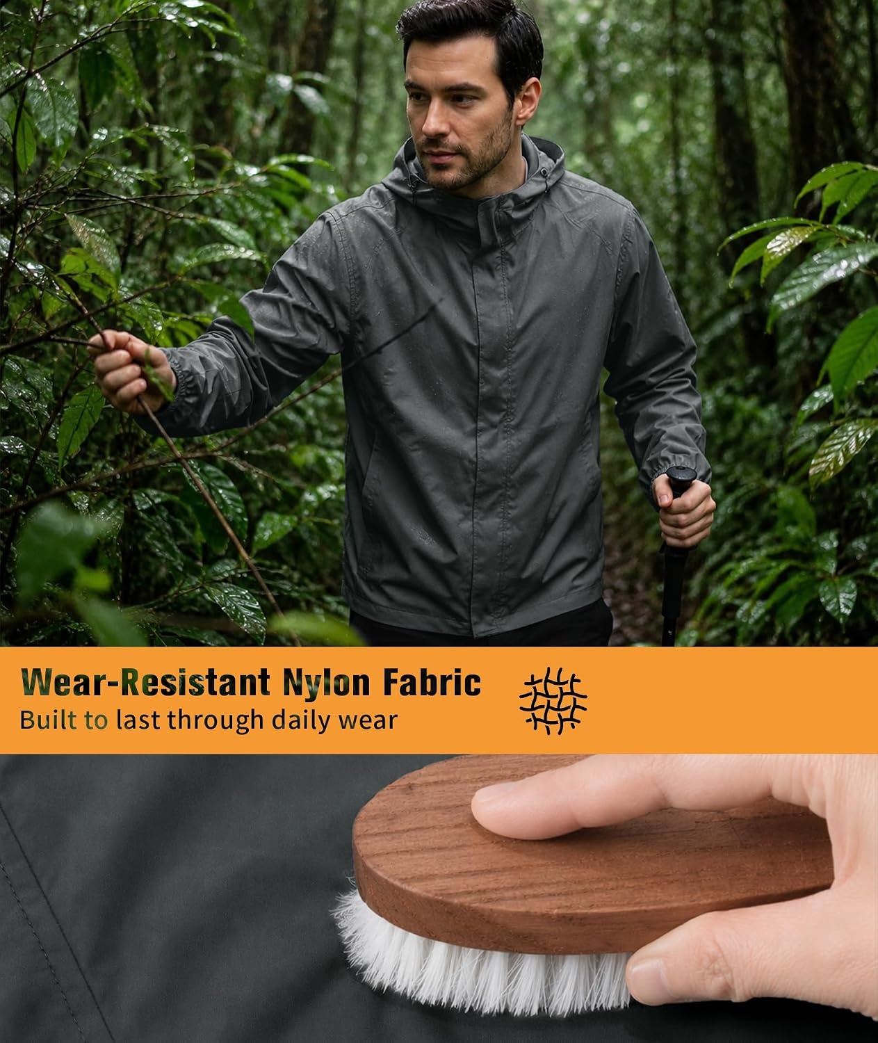 image:imageZITY Mens Waterproof Rain Jacket hood Lightweight Packable Rain Coats for Men Nylon Windbreaker Work Golf Hiking CyclingDark Grey
