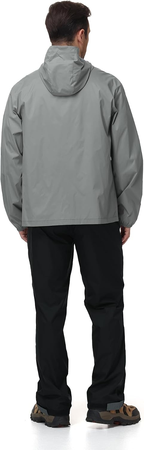 image:imageZITY Mens Waterproof Rain Jacket hood Lightweight Packable Rain Coats for Men Nylon Windbreaker Work Golf Hiking CyclingGrey