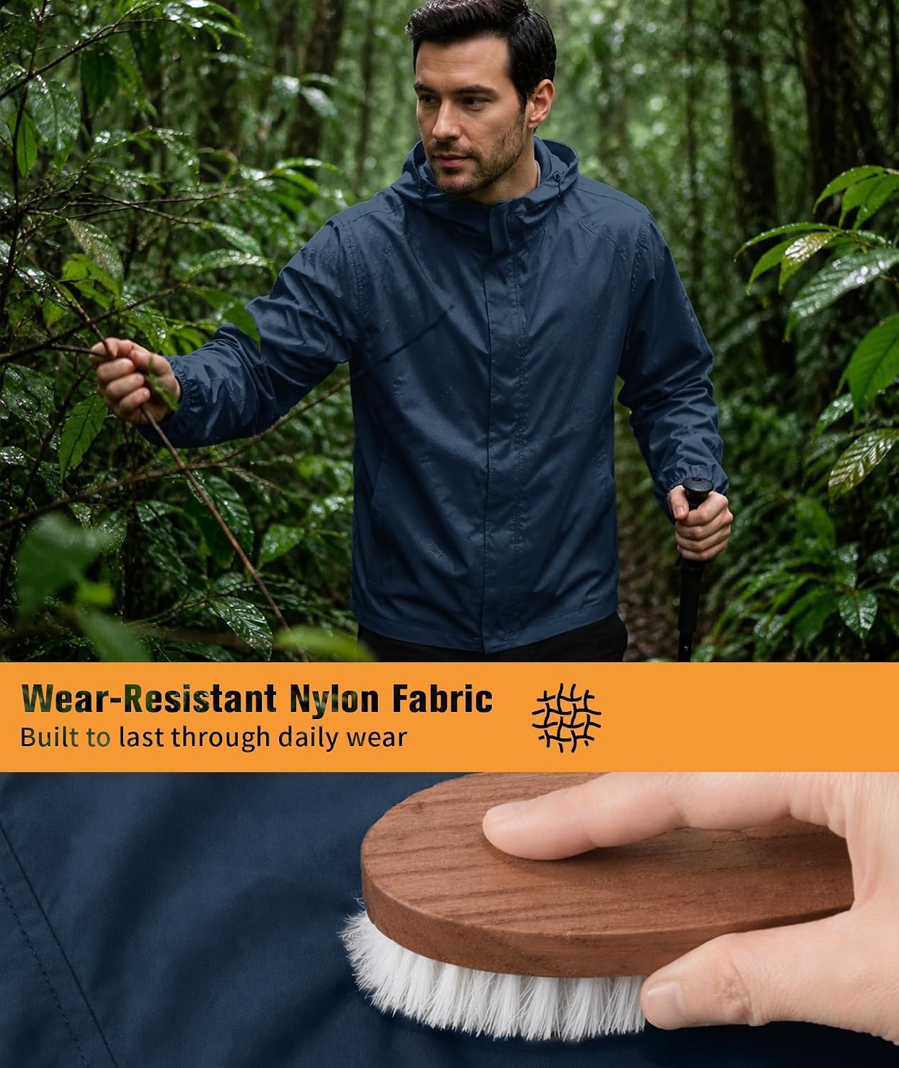 image:imageZITY Mens Waterproof Rain Jacket hood Lightweight Packable Rain Coats for Men Nylon Windbreaker Work Golf Hiking CyclingNavy