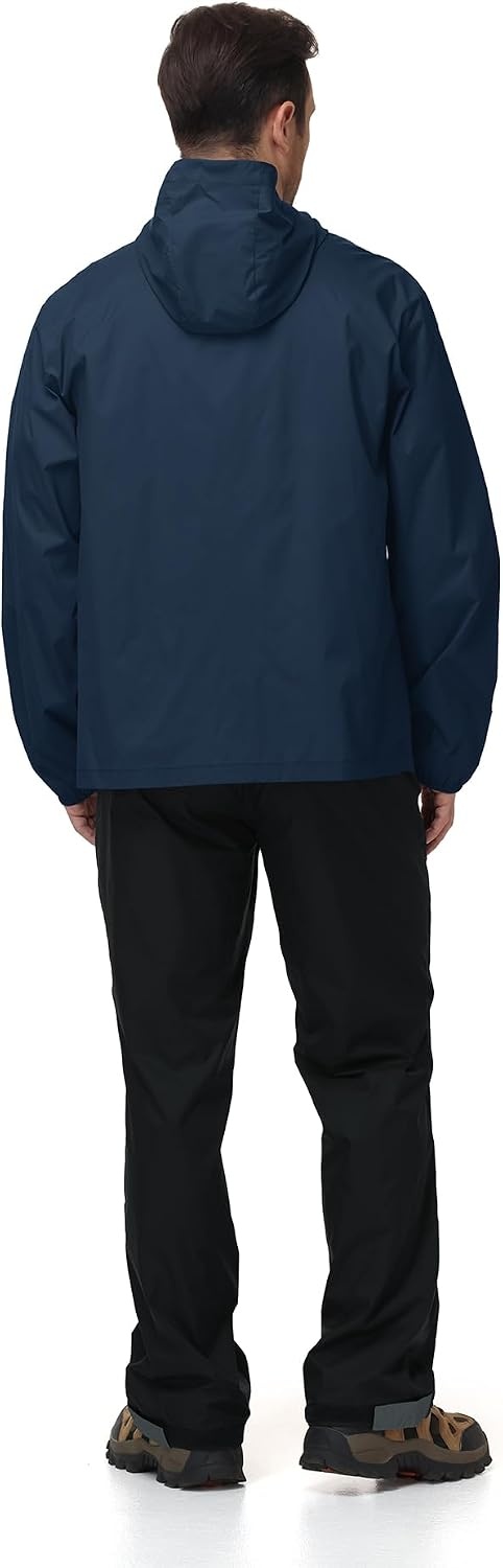 image:imageZITY Mens Waterproof Rain Jacket hood Lightweight Packable Rain Coats for Men Nylon Windbreaker Work Golf Hiking CyclingNavy