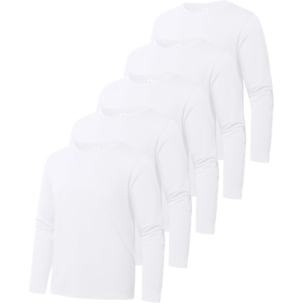 image:imageZITY 5 Pack Cotton Long Sleeve TShirt Crew Neck Basic Tee Soft Casual Breathable Shirts TopsWhite5