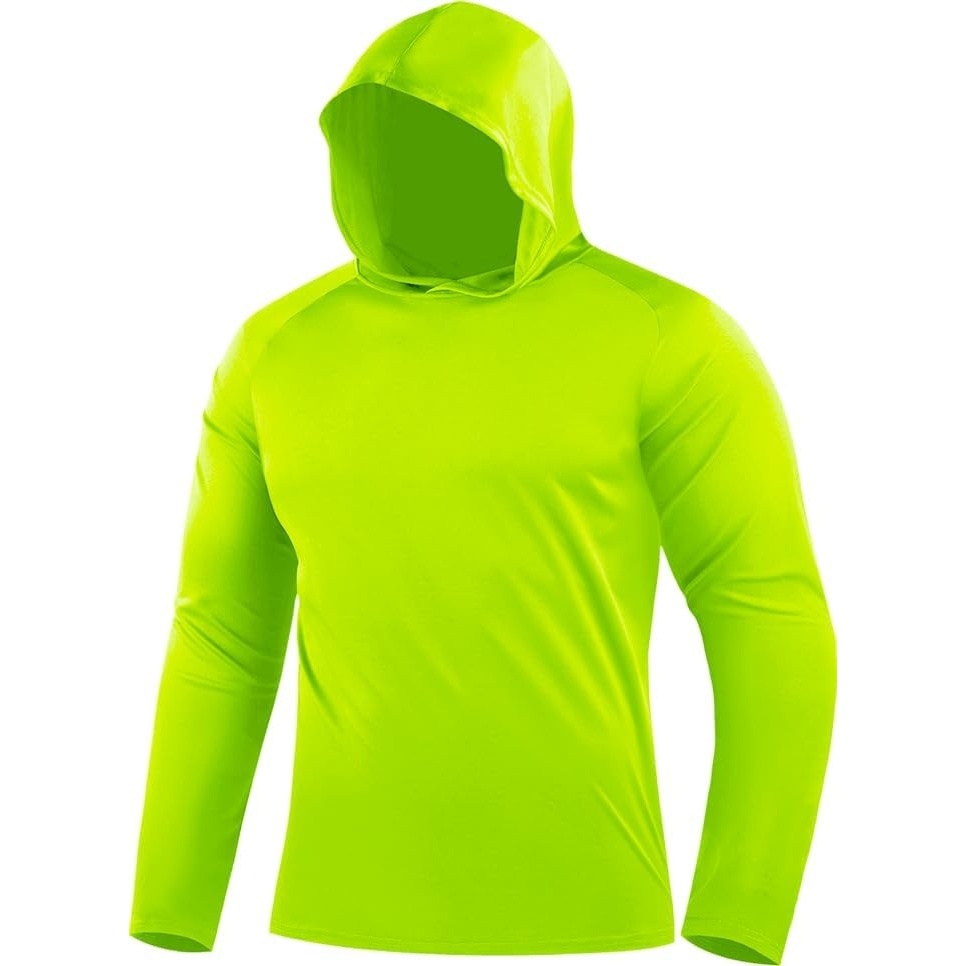 image:imageZITY 5 Pack Mens Sun Protection Long Sleeve Hoodie Shirts UPF 50 Fishing Shirts Lightweight Athletic Rash Guard SweatshirtsBright Green