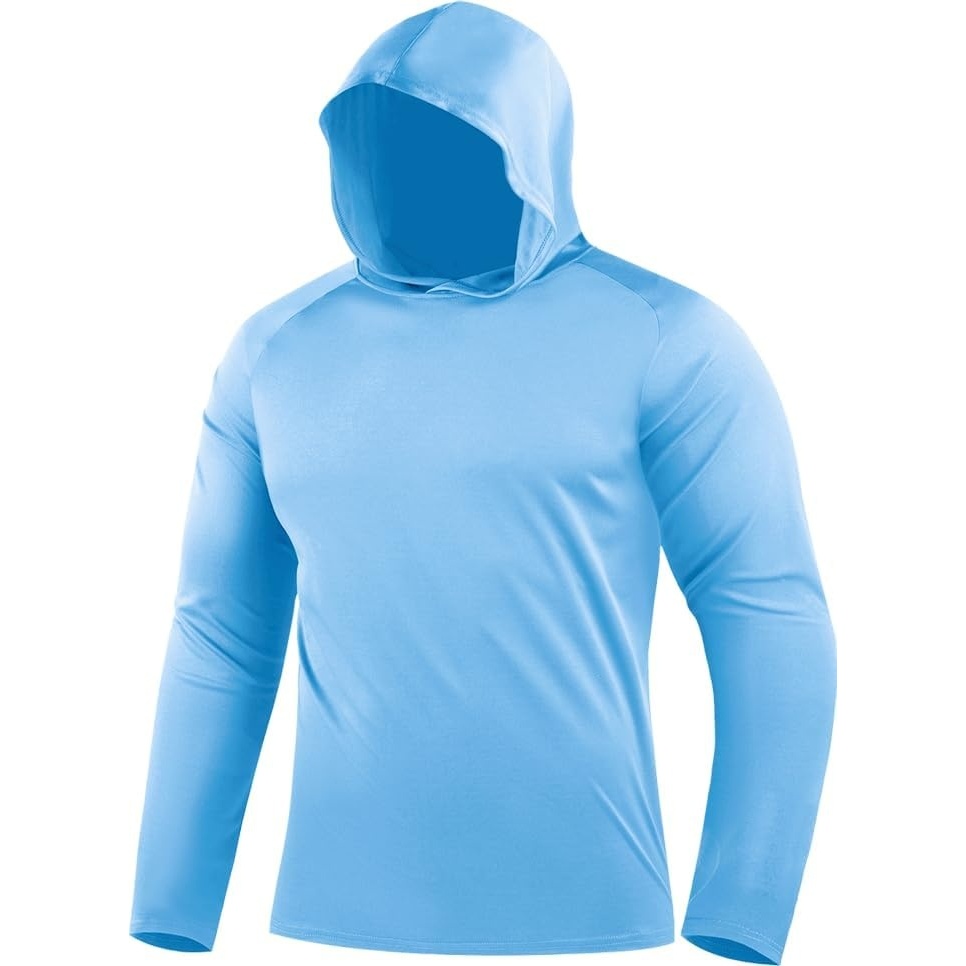 image:imageZITY 5 Pack Mens Sun Protection Long Sleeve Hoodie Shirts UPF 50 Fishing Shirts Lightweight Athletic Rash Guard SweatshirtsCerulean