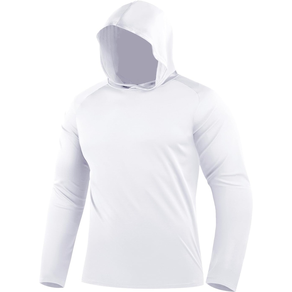 image:imageZITY 5 Pack Mens Sun Protection Long Sleeve Hoodie Shirts UPF 50 Fishing Shirts Lightweight Athletic Rash Guard SweatshirtsPearl White