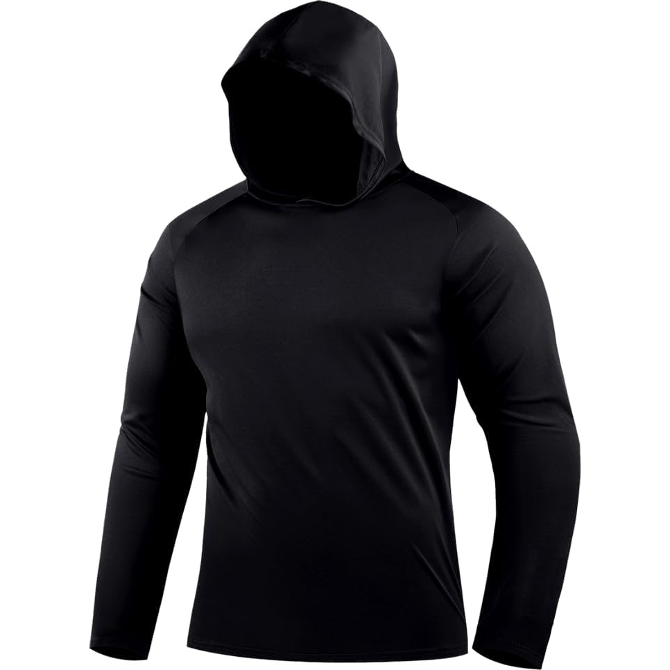 image:imageZITY 5 Pack Mens Sun Protection Long Sleeve Hoodie Shirts UPF 50 Fishing Shirts Lightweight Athletic Rash Guard SweatshirtsPure Black