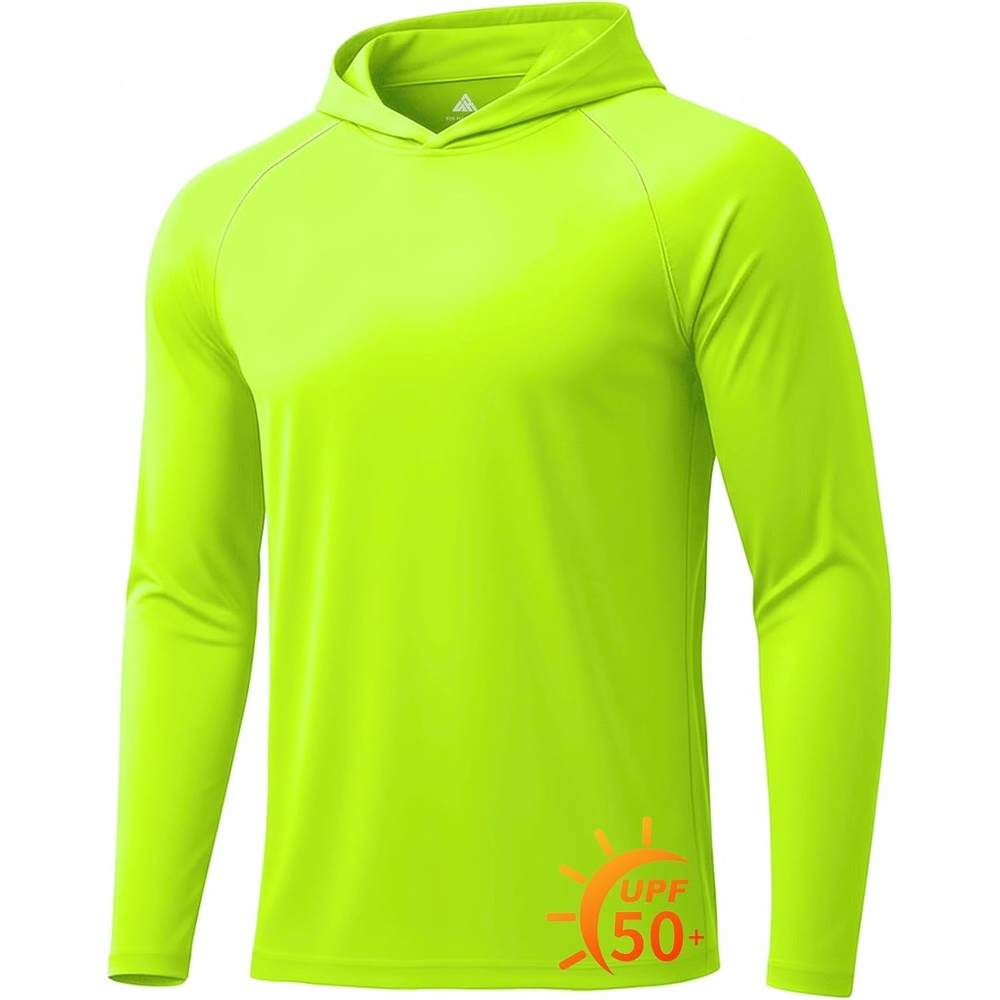 image:imageZITY 5 Pack Mens UPF 50 Hoodie Shirts Sun Protection Athletic Fast Dry Lightweight Rashguard for Fishing Hiking Workout1neon Green