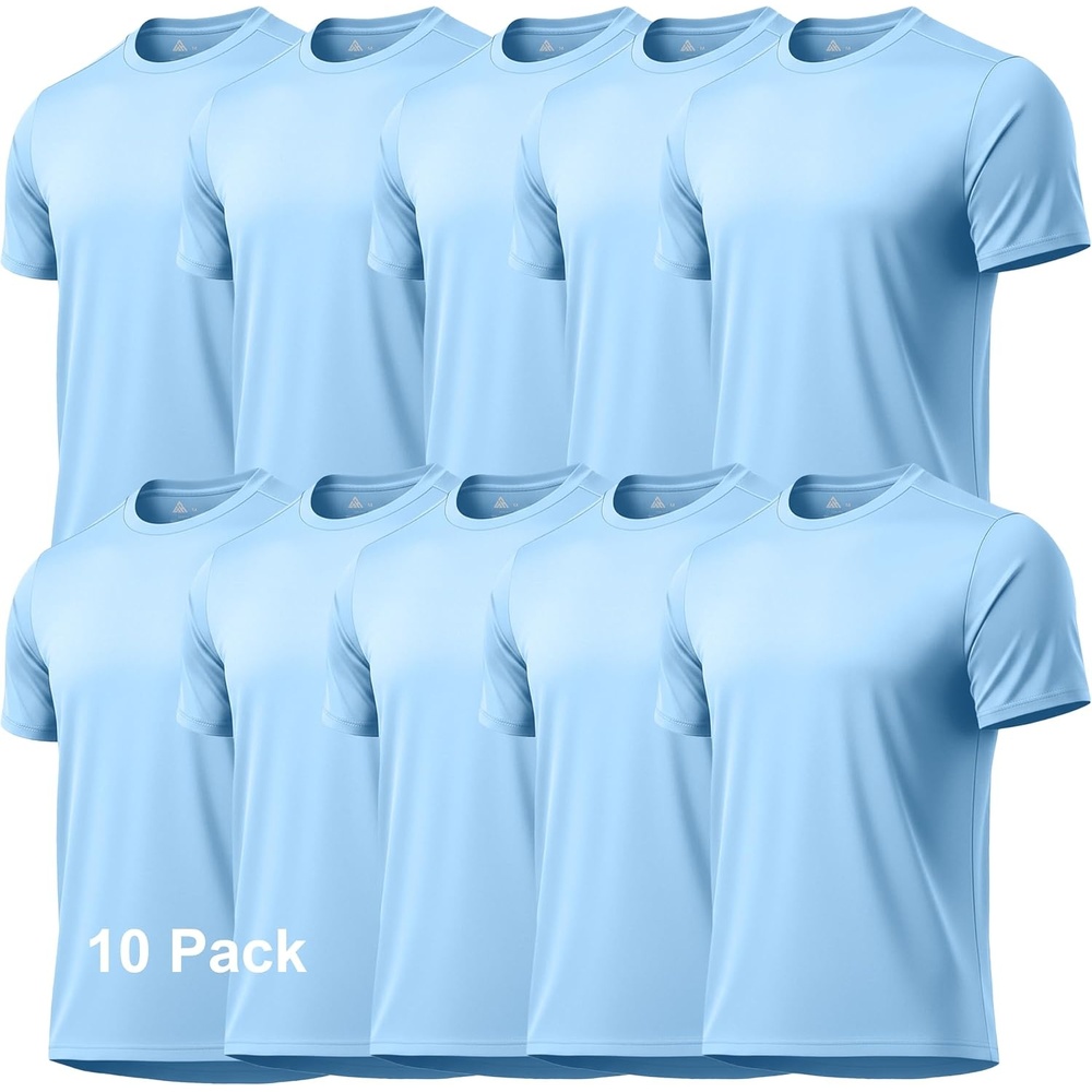 image:imageZITY 5 Packs Mens UPF 50 Sun Protection TShirts Workout Fishing Swimming Rash Guard Fast Dry Breathable Shirt10 Pack Light Blue