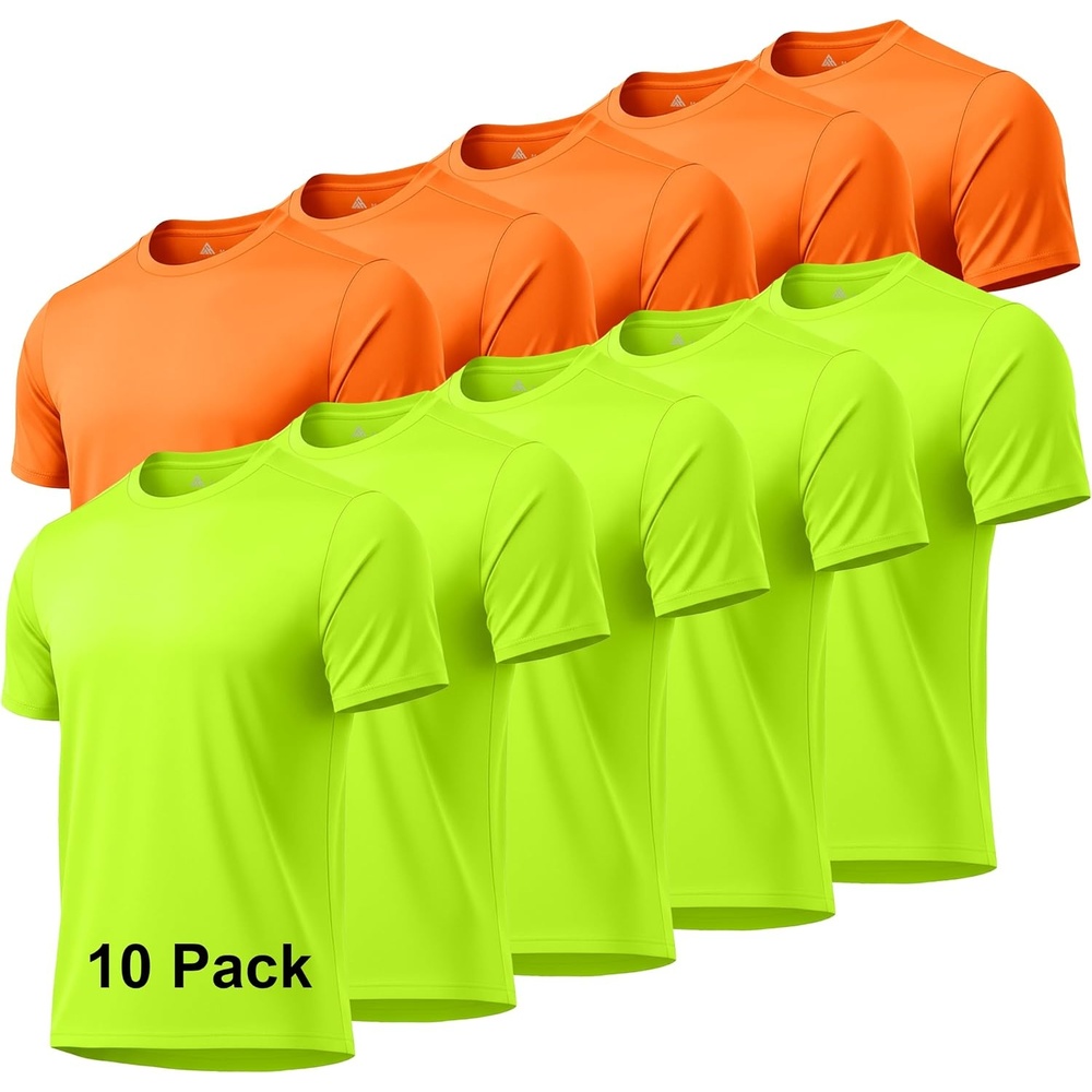 image:imageZITY 5 Packs Mens UPF 50 Sun Protection TShirts Workout Fishing Swimming Rash Guard Fast Dry Breathable Shirt5 Pack Cerulean  5 Orange