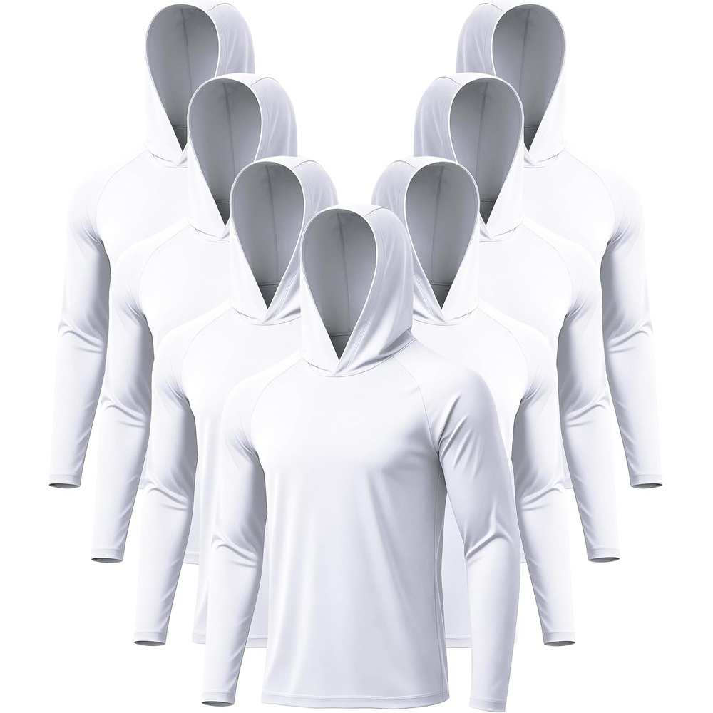 image:imageZITY 7 Pack Sun Shirts for Men UPF 50 UV Protection Athletic Hoodies Mens Long Sleeve Hoodies Lightweight Quick Dry Athletic Fishing Shirt with Hood7 Packwhite7