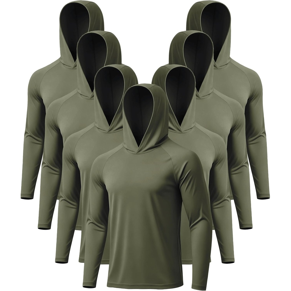 image:imageZITY 7 Pack Sun Shirts for Men UPF 50 UV Protection Athletic Hoodies  Mens Long Sleeve Hoodies Lightweight Quick Dry Athletic Fishing Shirt with Hood7 Packarmy Green7
