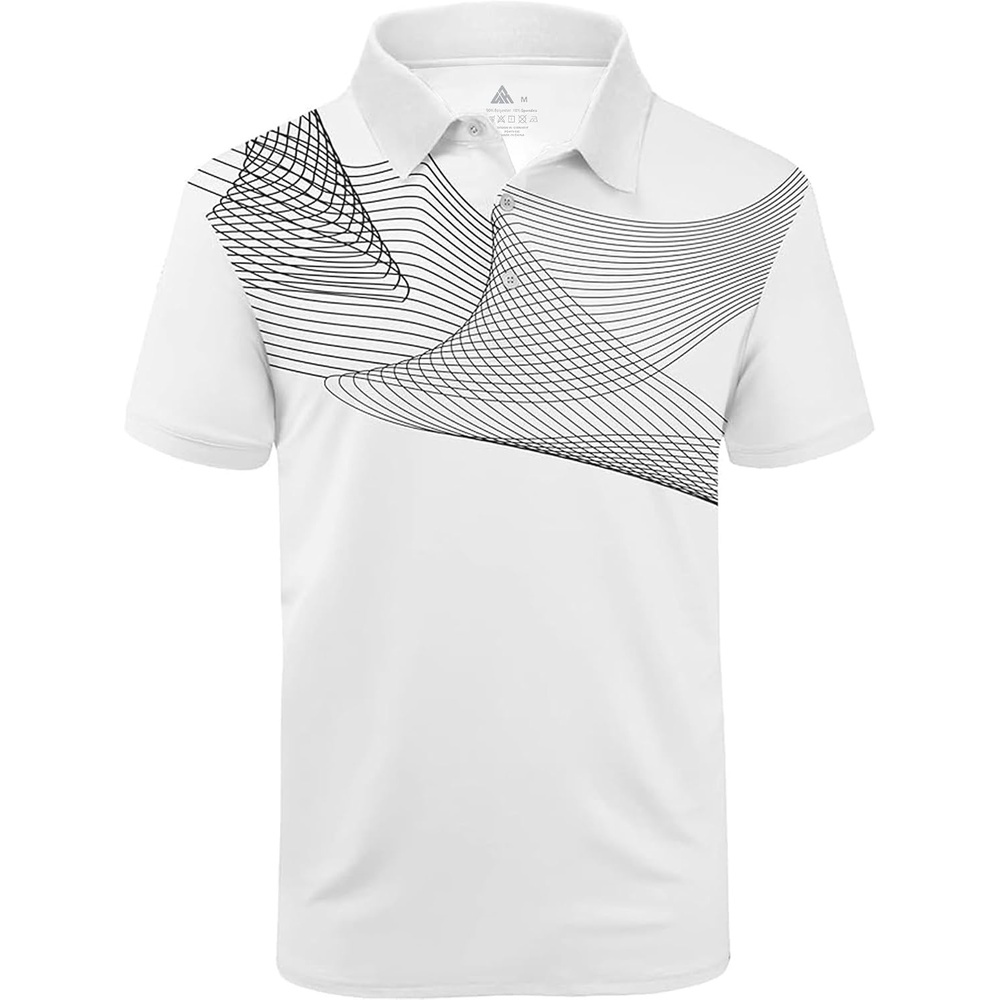 image:imageZITY Golf Polo Shirts for Men Short Sleeve UPF 50 Athletic Tennis TShirt Machine Wash Casual Business Tennis Work Outdoor Moisture Wicking QuickDrying Breathable Stretchy Print PatternsWhite Grey