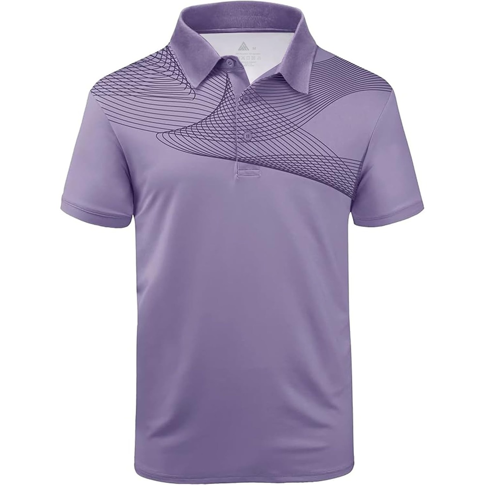 image:imageZITY Golf Polo Shirts for Men Short Sleeve UPF 50 Athletic Tennis TShirt  Machine Wash Casual Business Tennis Work Outdoor Moisture Wicking QuickDrying Breathable Stretchy Print PatternsLight Purple