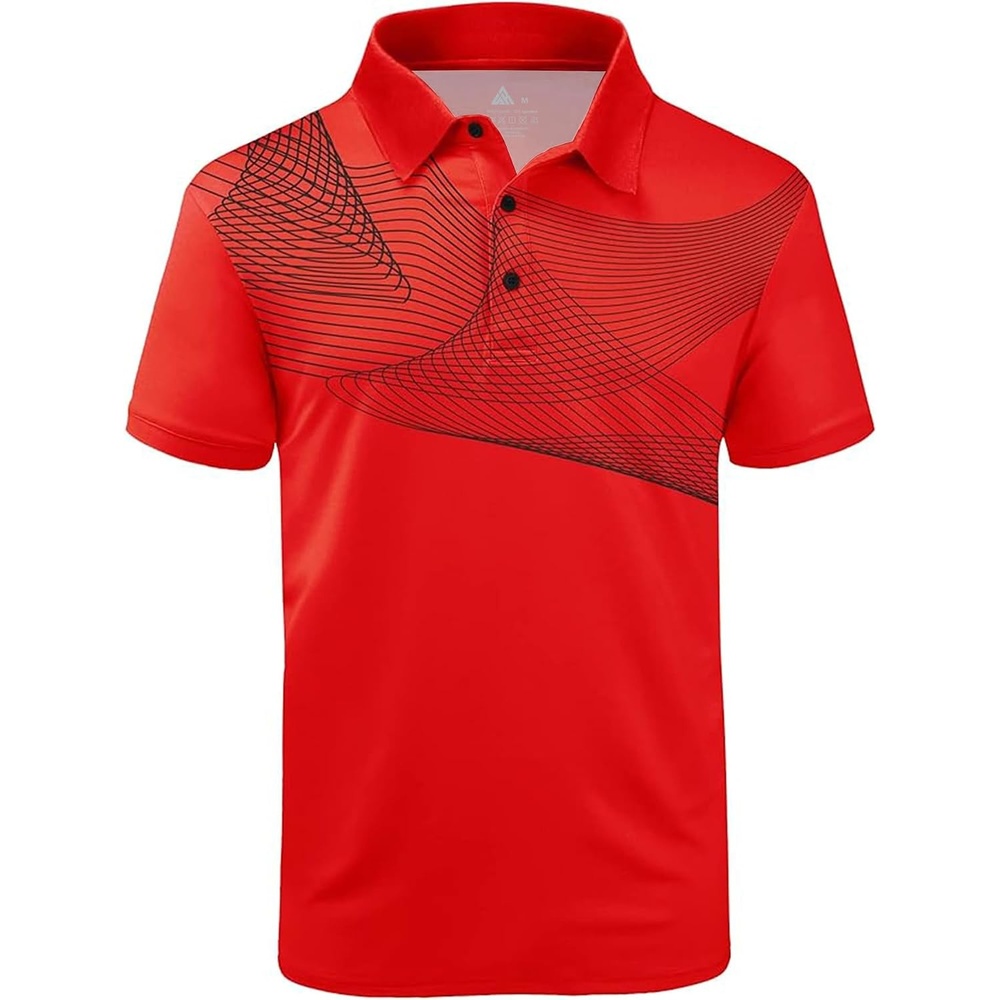 image:imageZITY Golf Polo Shirts for Men Short Sleeve UPF 50 Athletic Tennis TShirt  Machine Wash Casual Business Tennis Work Outdoor Moisture Wicking QuickDrying Breathable Stretchy Print PatternsRed Black