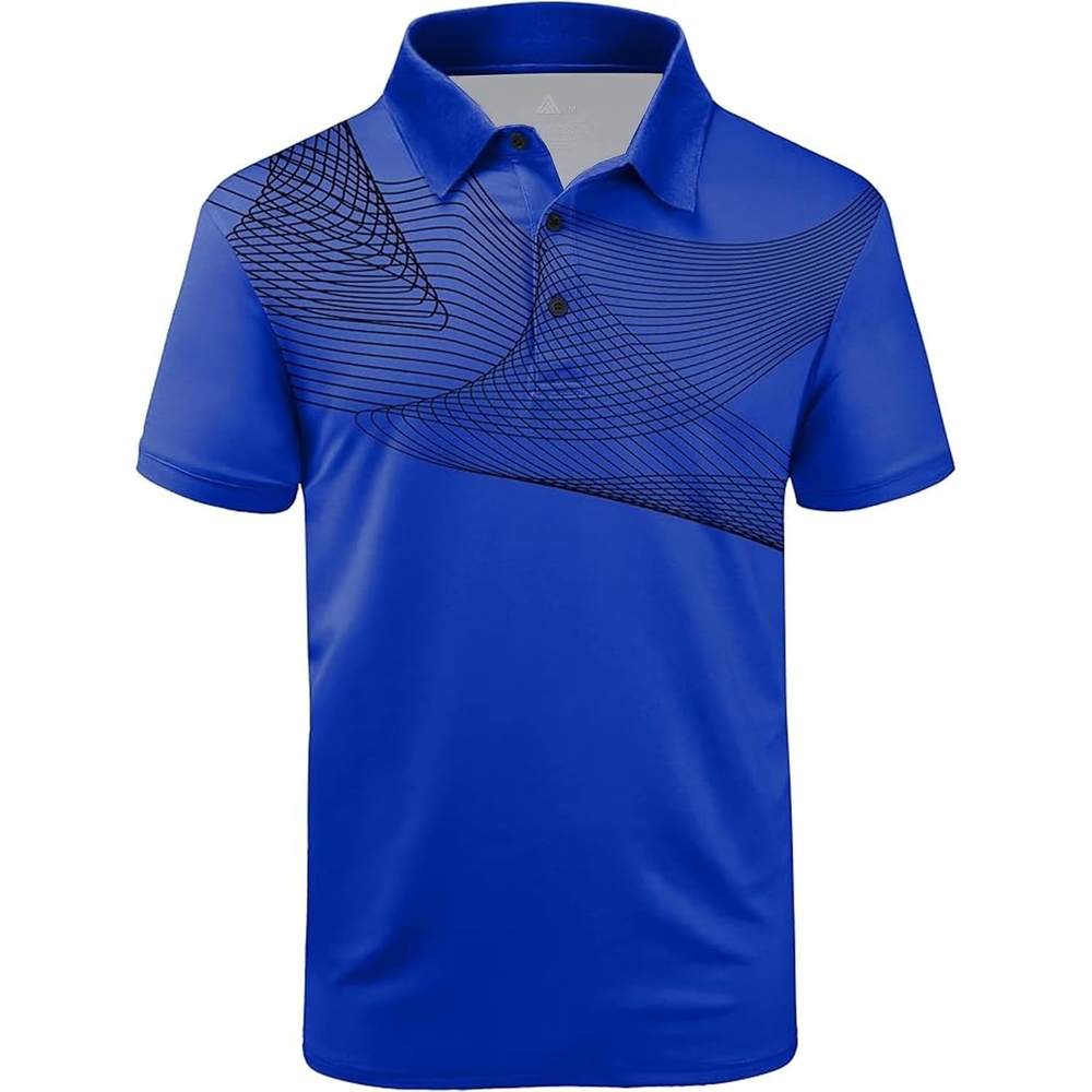 image:imageZITY Golf Polo Shirts for Men Short Sleeve UPF 50 Athletic Tennis TShirt Machine Wash Casual Business Tennis Work Outdoor Moisture Wicking QuickDrying Breathable Stretchy Print PatternsBlue Black