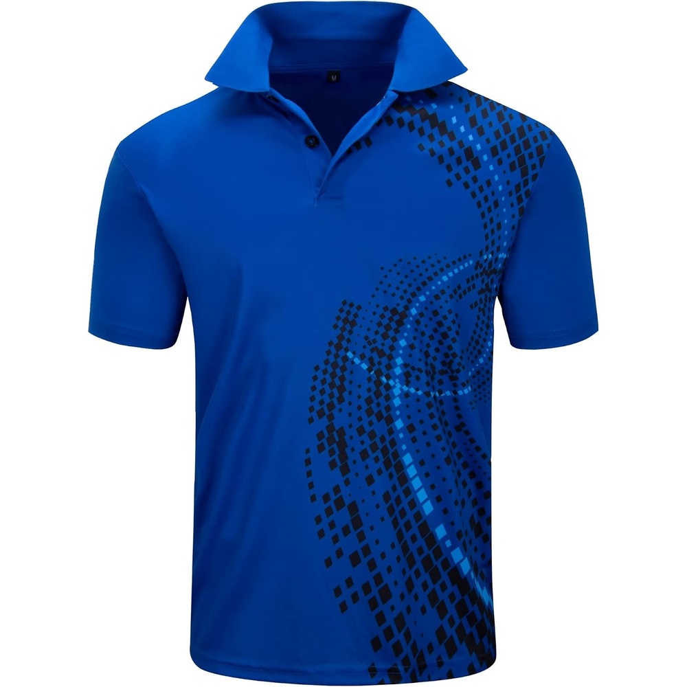 image:imageZITY Golf Polo Shirts for Men Short Sleeve UPF 50 Athletic Tennis TShirt Machine Wash Casual Business Tennis Work Outdoor Moisture Wicking QuickDrying Breathable Stretchy Print PatternsCurve Blue