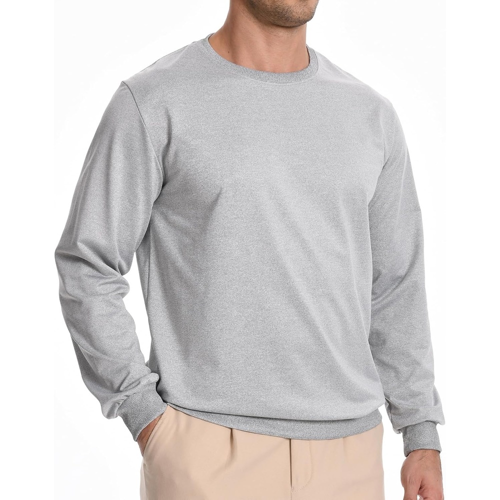 image:imageZITY Mens Athletic Crewneck Sweatshirt Classic Versatile Lightweight Long Sleeve Sweatshirts for MenSport Gray