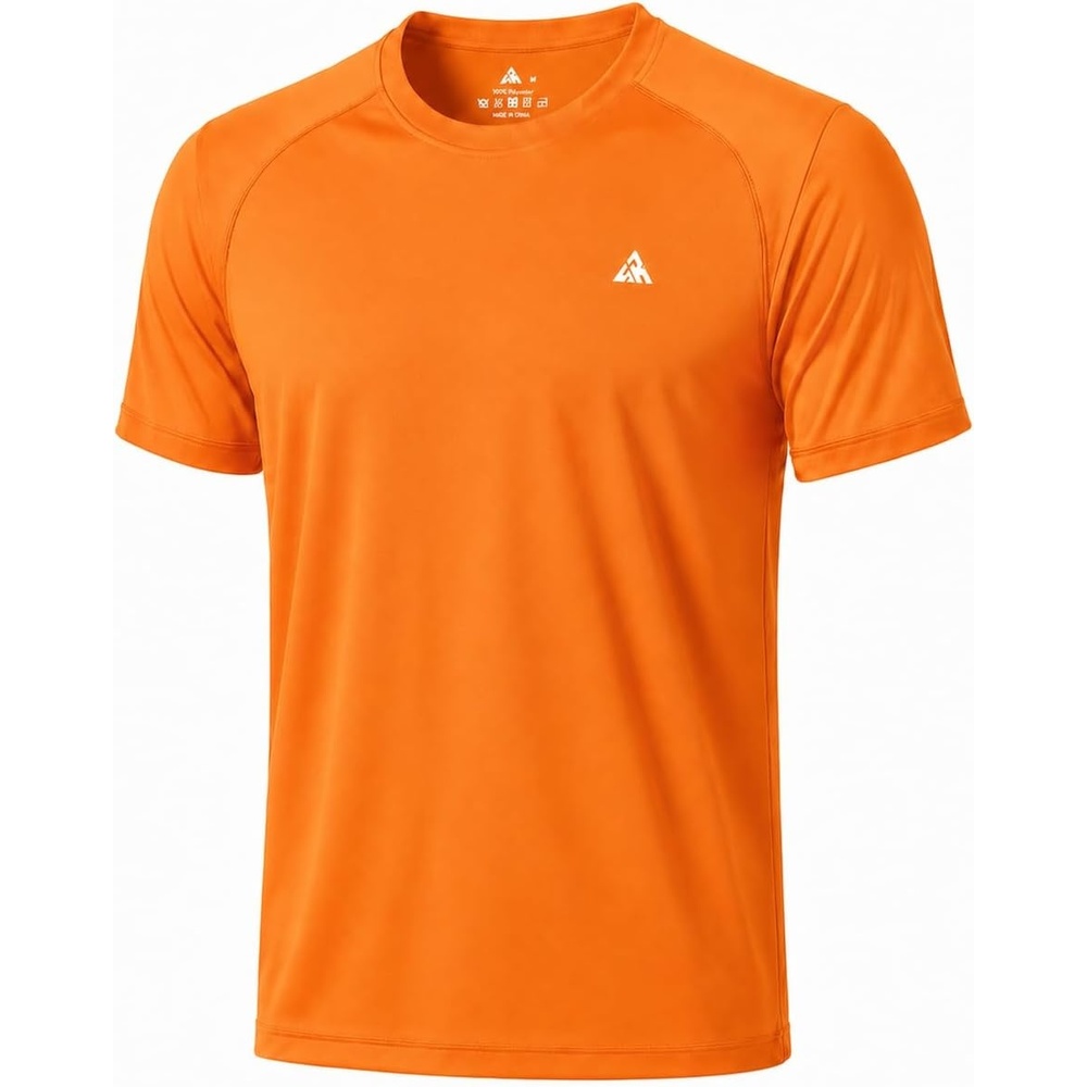 image:imageZITY Mens Athletic Workout Shirt Short Sleeve Quick Dry Swim Shirts UPF 50 Fishing Rash Guard TShirtsOrange