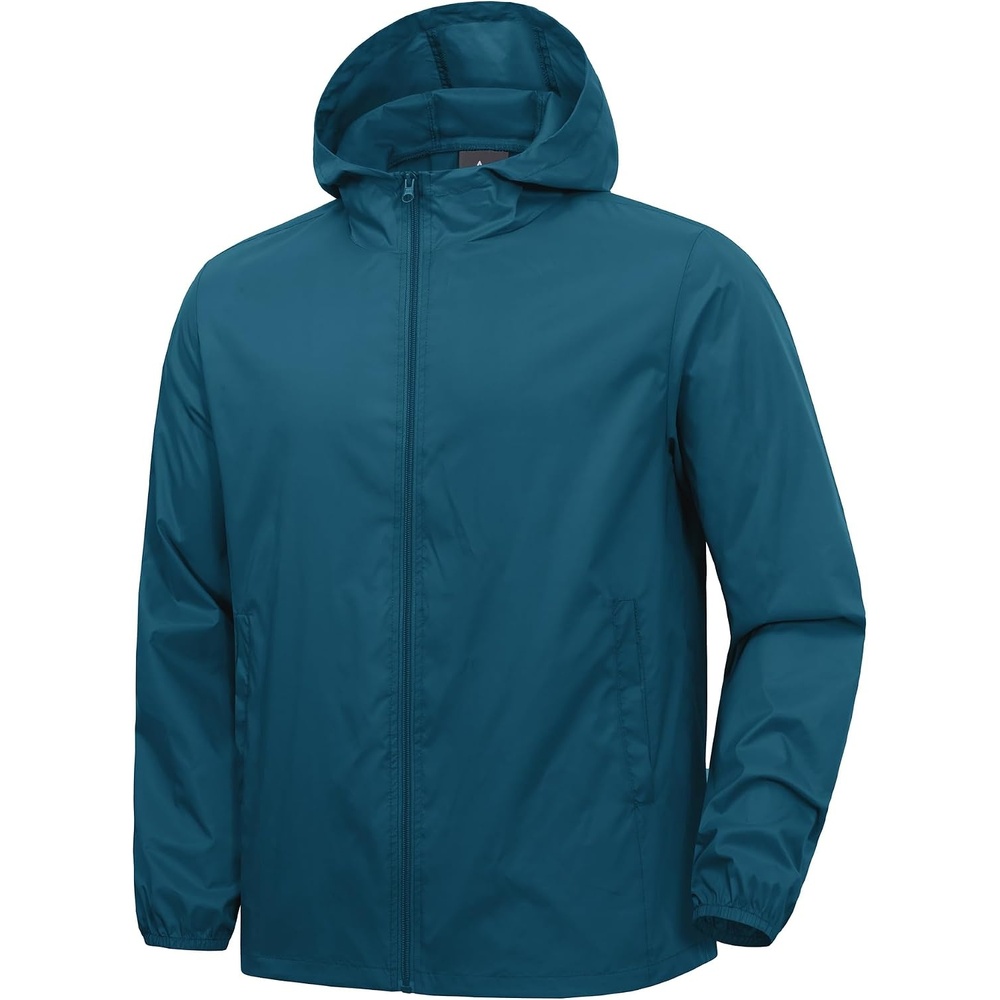 image:imageZITY Mens Lightweight Waterproof Rain Jacket Hooded Windbreaker Raincoat Packable for Outdoor HikingDeep Blue