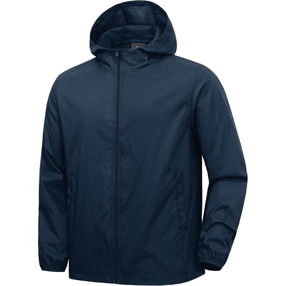 image:imageZITY Mens Lightweight Waterproof Rain Jacket Hooded Windbreaker Raincoat Packable for Outdoor HikingNavy Blue