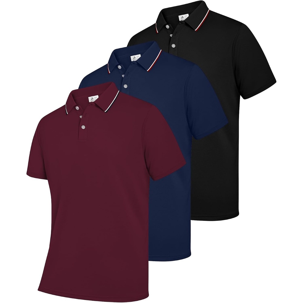 image:imageZITY Mens Polo Shirts Short Sleeve Casual Summer Collared Golf ShirtsBlackNavyRed