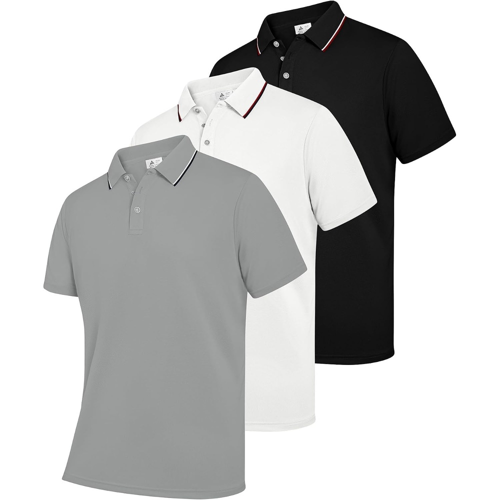 image:imageZITY Mens Polo Shirts Short Sleeve Casual Summer Collared Golf ShirtsBlackWhiteGrey