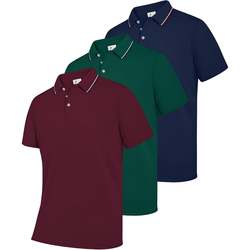 image:imageZITY Mens Polo Shirts Short Sleeve Casual Summer Collared Golf ShirtsNavyGreenRed