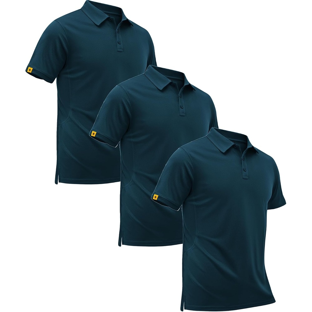 image:imageZITY Mens Short Sleeve Golf Polo Collared Shirts Solid Performance Tactical Shirt Moisture Wicking Breathable Lightweight Work Business Tennis Daily Casual TShirtAdark Teal Blue