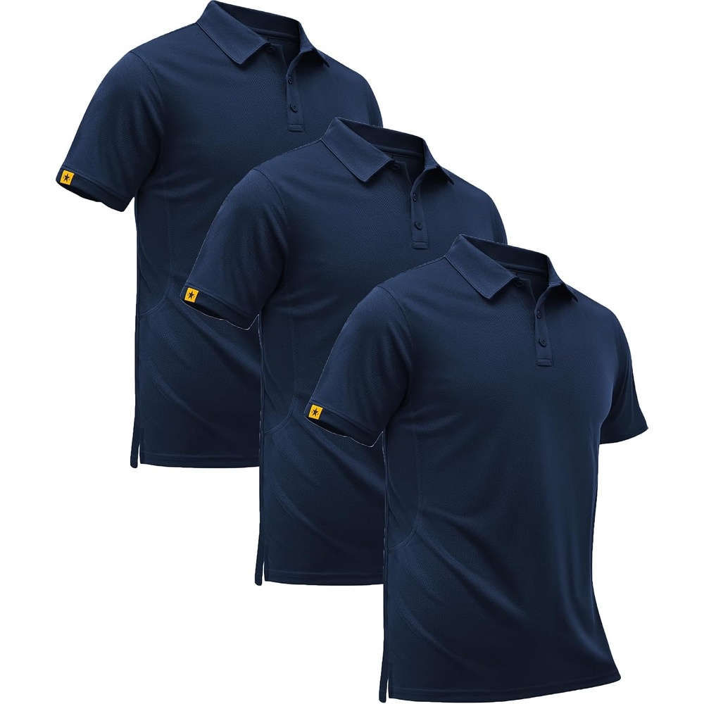 image:imageZITY Mens Short Sleeve Golf Polo Collared Shirts Solid Performance Tactical Shirt Moisture Wicking Breathable Lightweight Work Business Tennis Daily Casual TShirtAnavy