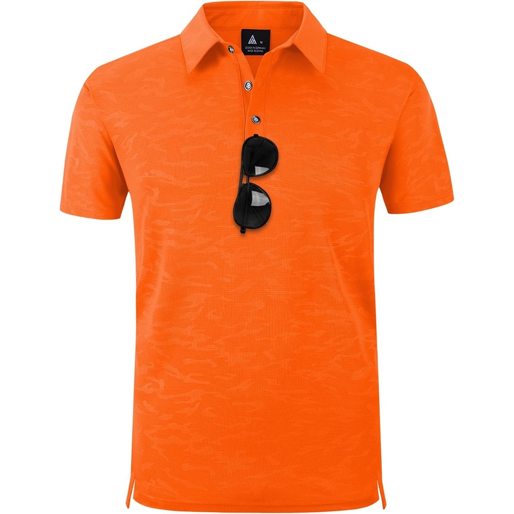image:imageZITY Mens Short Sleeve Golf Polo Collared Shirts Solid Performance Tactical Shirt Moisture Wicking Breathable Lightweight Work Business Tennis Daily Casual TShirtOrange