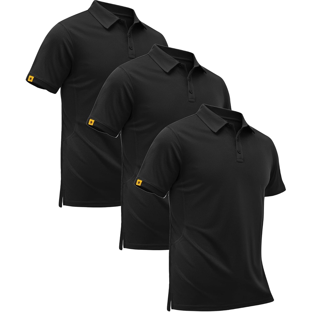 image:imageZITY Mens Short Sleeve Golf Polo Collared Shirts Solid Performance Tactical Shirt Moisture Wicking Breathable Lightweight Work Business Tennis Daily Casual TShirtAblack