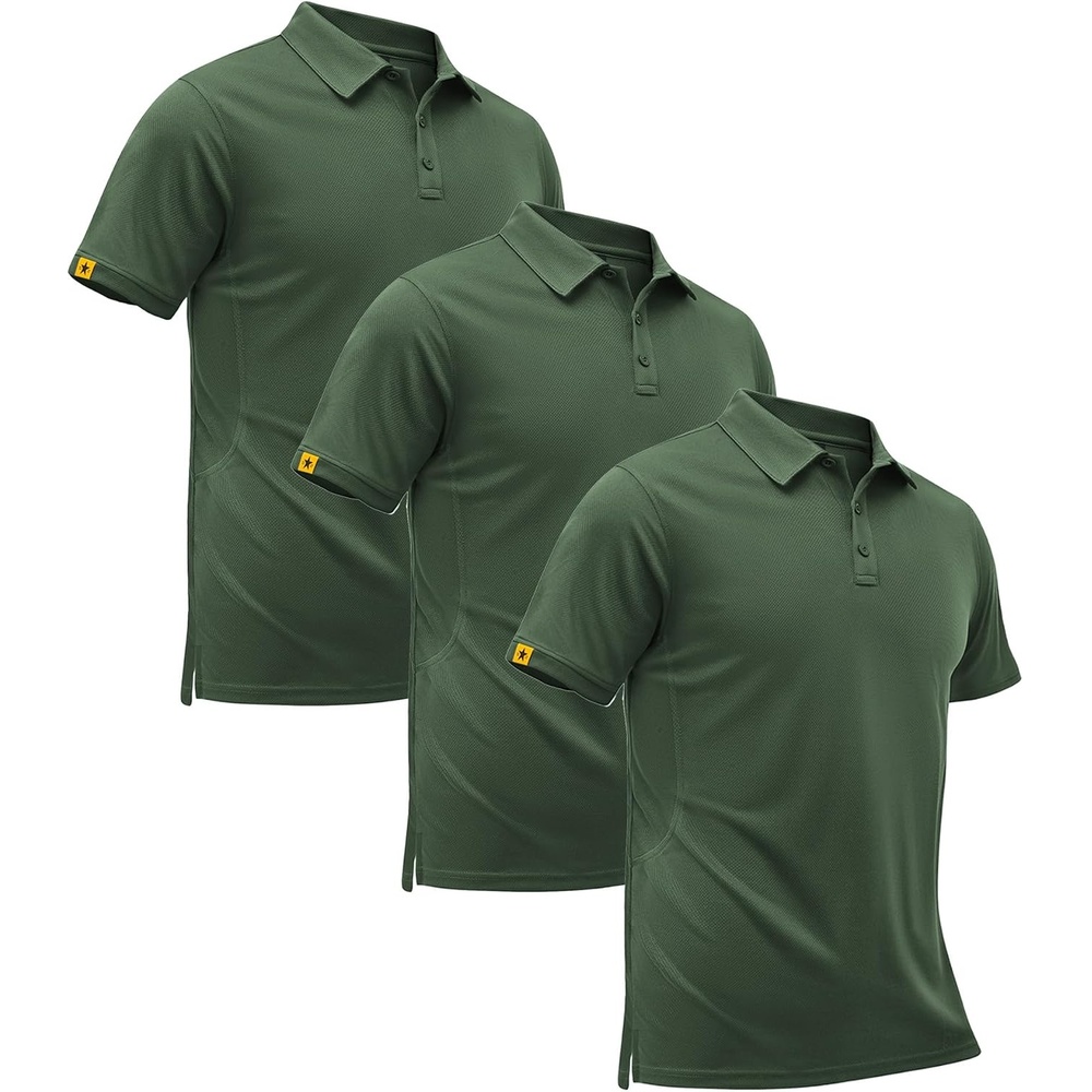 image:imageZITY Mens Short Sleeve Golf Polo Collared Shirts Solid Performance Tactical Shirt Moisture Wicking Breathable Lightweight Work Business Tennis Daily Casual TShirtAgreen
