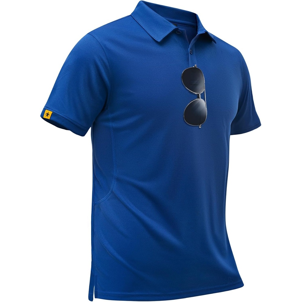image:imageZITY Mens Short Sleeve Golf Polo Collared Shirts  Solid Performance Tactical Shirt Moisture Wicking Breathable Lightweight Work Business Tennis Daily Casual TShirtBlue