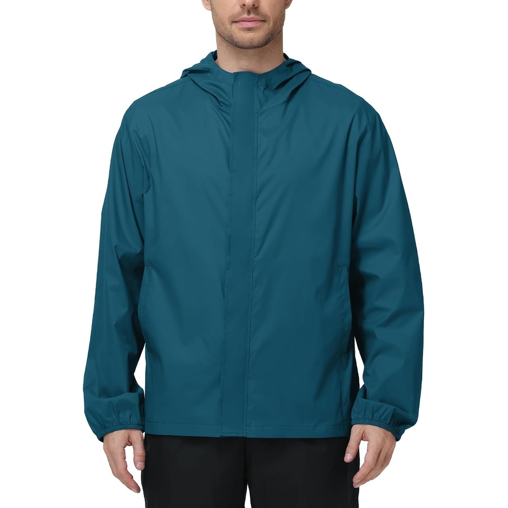 image:imageZITY Mens Waterproof Rain Jacket hood Lightweight Packable Rain Coats for Men Nylon Windbreaker Work Golf Hiking CyclingDark Blue