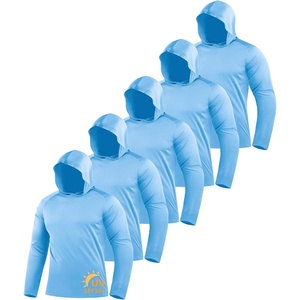 ZITY 5 Pack Men’s Sun Protection Long Sleeve Hoodie Shirts UPF 50+ Fishing Shirts Lightweight Athletic Rash Guard Sweatshirts(5 Light Blue)