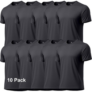 ZITY 5 Packs Men’s UPF 50+ Sun Protection T-Shirts Workout Fishing Swimming Rash Guard Fast Dry Breathable Shirt(10 Pack Black)