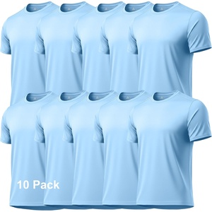 ZITY 5 Packs Men’s UPF 50+ Sun Protection T-Shirts Workout Fishing Swimming Rash Guard Fast Dry Breathable Shirt(10 Pack Light Blue)